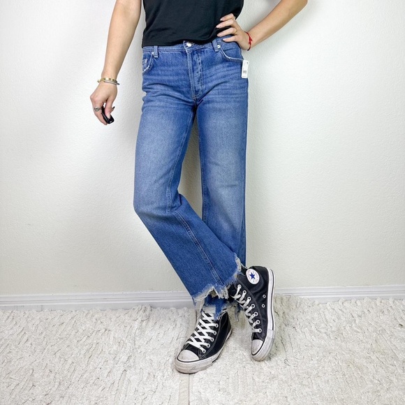 NWT Free People low rise frayed denim jeans - Picture 3 of 6